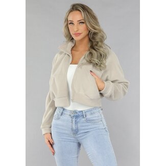 Gekürzter Fleece-Cardigan mit hohem Kragen