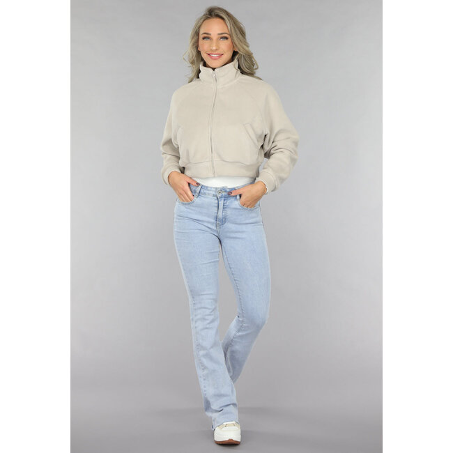 Gekürzter Fleece-Cardigan mit hohem Kragen