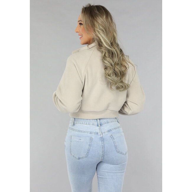 Gekürzter Fleece-Cardigan mit hohem Kragen