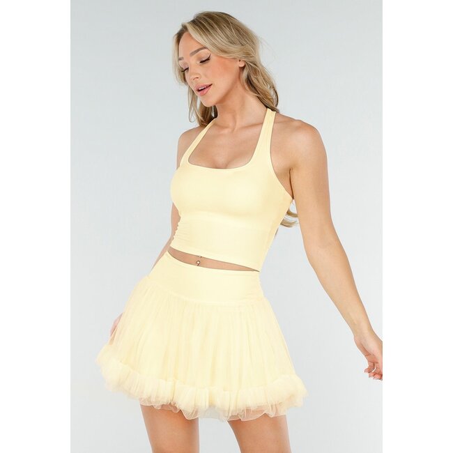 Buttergelbes Stretch-Top mit Einlagen