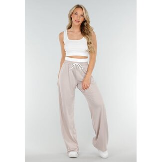 Set mit beigefarbener Hose mit doppeltem Bund