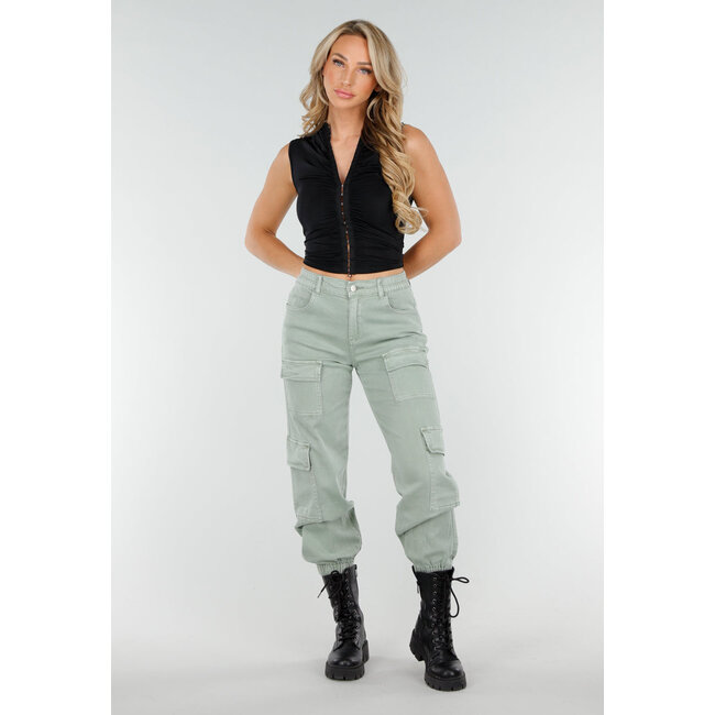 Schwarzes ärmelloses Crop Top mit Hakenverschluss und Stretch