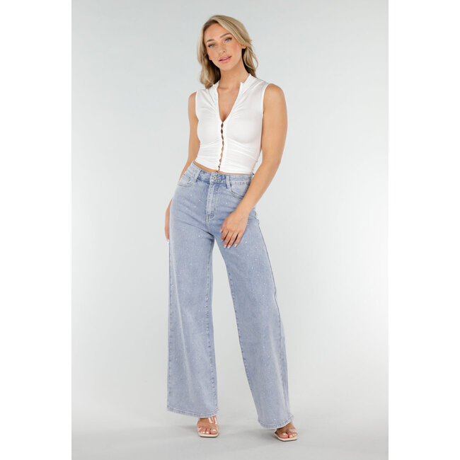 Weißes ärmelloses Crop Top mit Hakenverschluss und Stretch