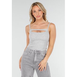Graues ausgeschnittenes Top Stretch
