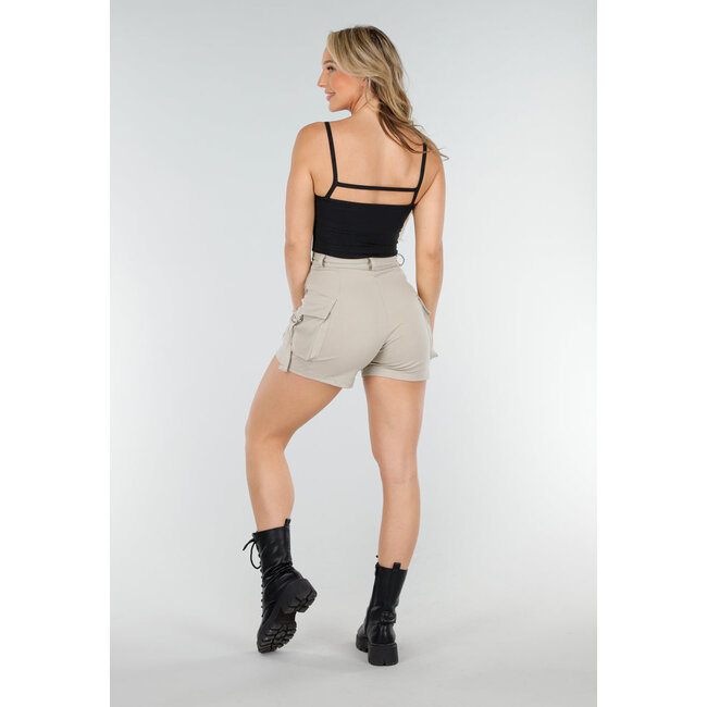 Schwarzes Top mit Ausschnitt, Spaghetti-Trägern und Stretch-Pads
