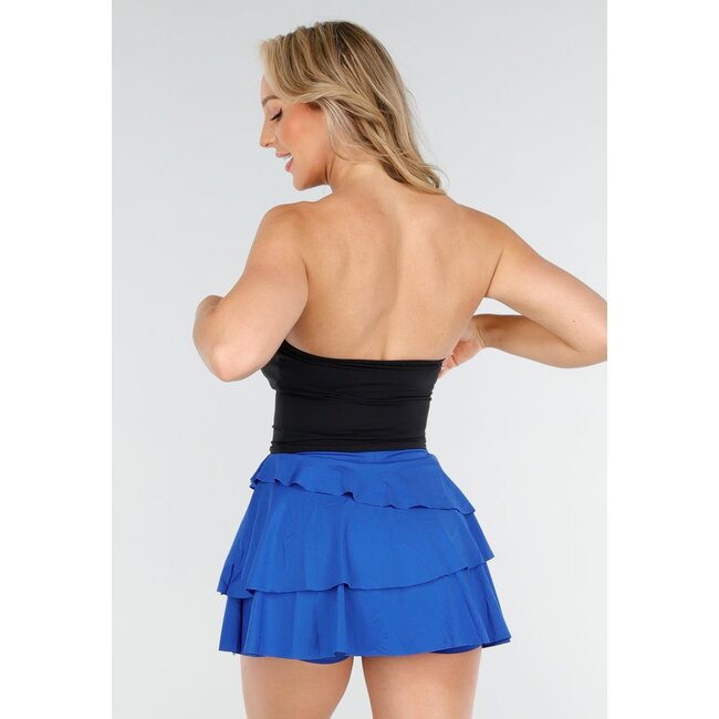 Schwarzes Bandeau-Top mit Stretch und geradem Ausschnitt