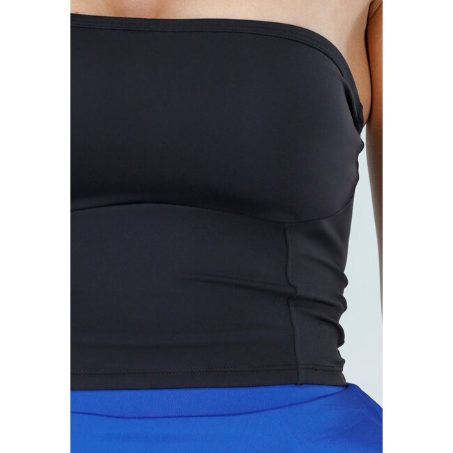 Schwarzes Bandeau-Top mit Stretch und geradem Ausschnitt