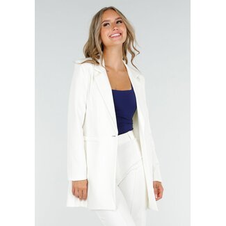 Cremefarbener Stretch-Blazer in halber Länge