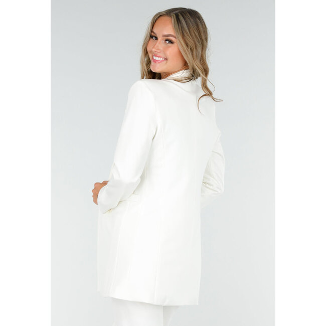 Elastischer, eleganter, halblanger Blazer in Offwhite