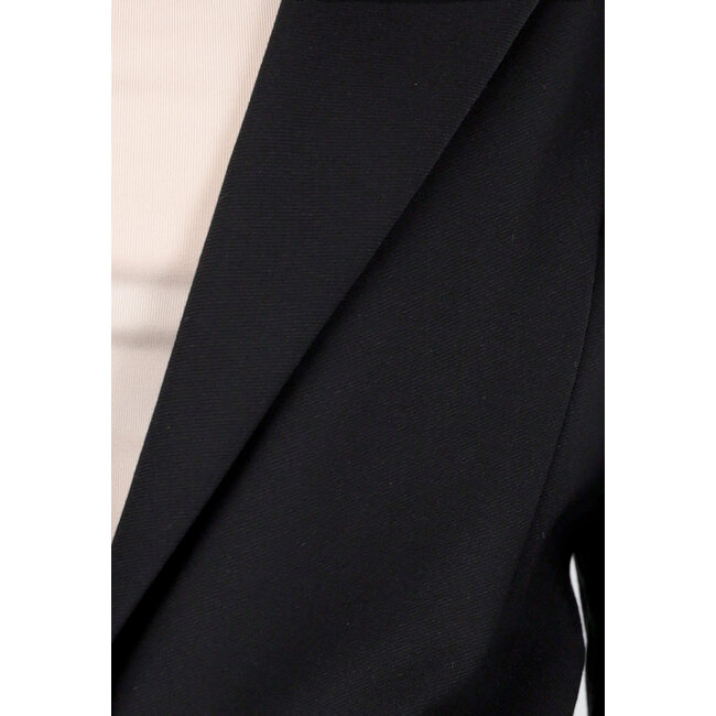 Schwarzer mittellanger Blazer mit Stretch und Schulterpolsterung