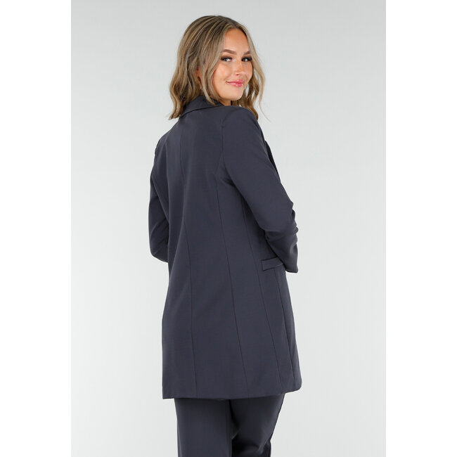 Anthrazitfarbener halblanger Stretch-Blazer