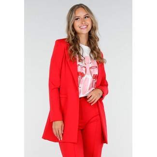 Roter mittellanger Stretch-Blazer