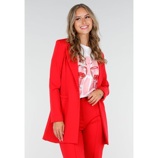Roter mittellanger Stretch-Blazer