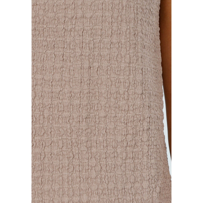 Taupefarbenes Set mit hochgeschnittenem Oberteil und Stretch