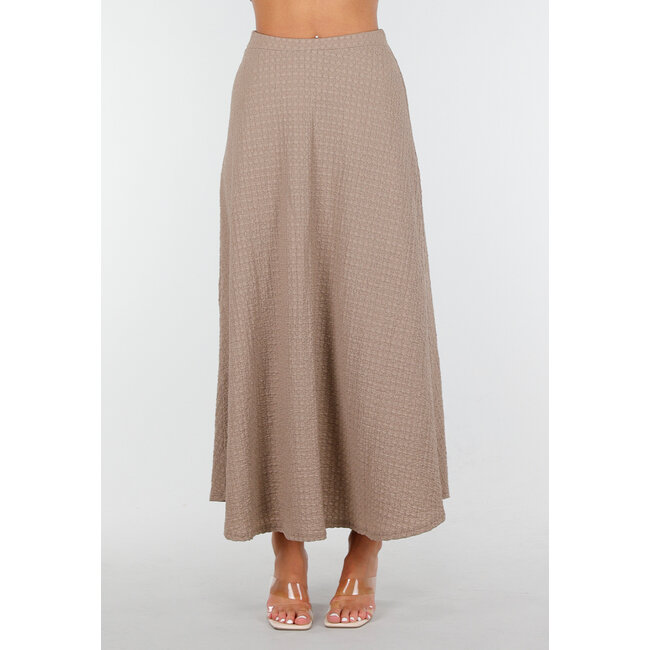 Taupefarbenes Set mit hochgeschnittenem Oberteil und Stretch