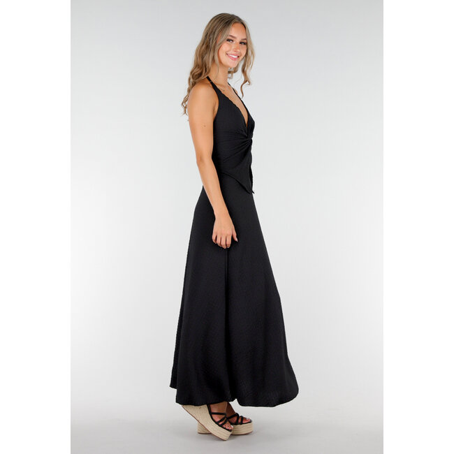 Schwarzes Maxi-Set mit V-Ausschnitt und Stretch