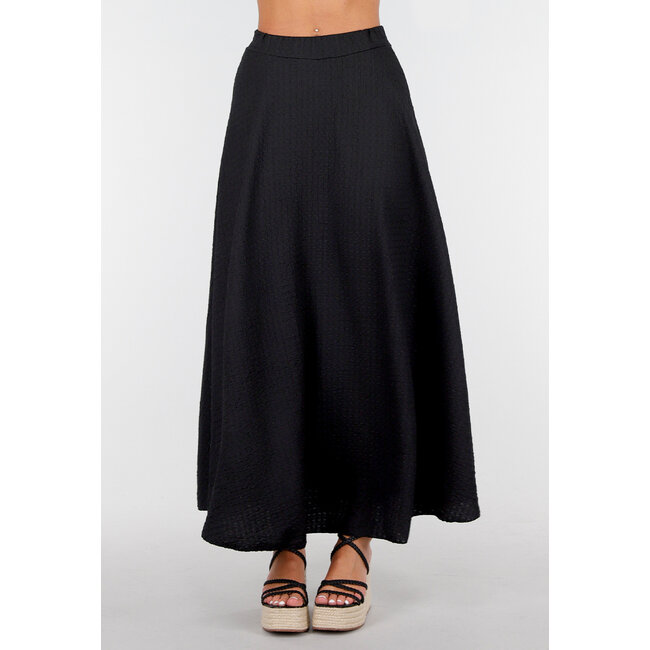 Schwarzes Maxi-Set mit V-Ausschnitt und Stretch