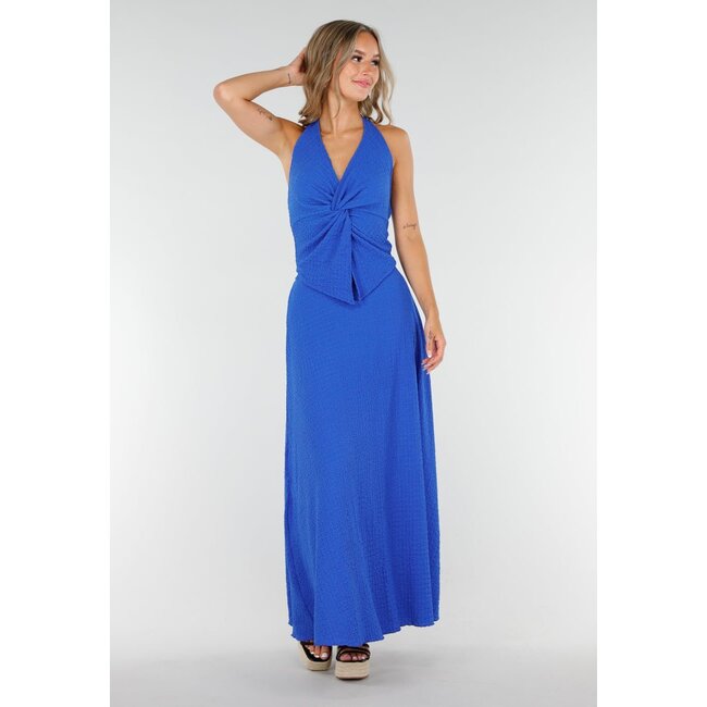 Kobaltblaues Halfterset mit geknotetem Oberteil und Stretch