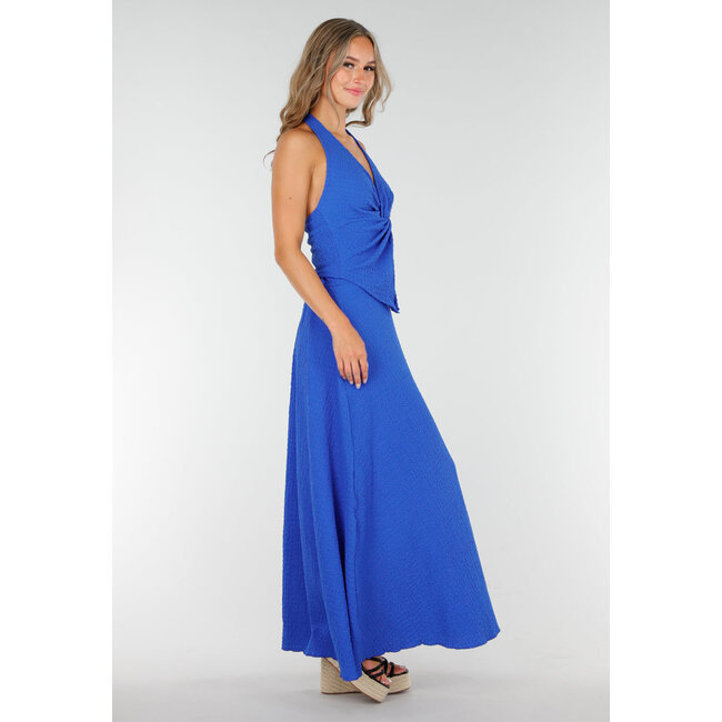 Kobaltblaues Halfterset mit geknotetem Oberteil und Stretch