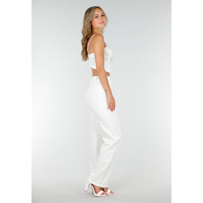 Weißes Push Up Strass Bustier