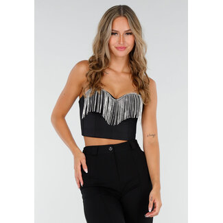 Schwarzes Strass-Bustier