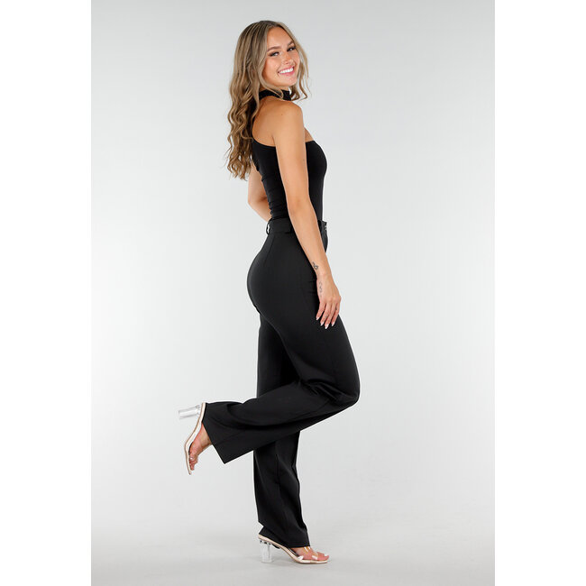 Schwarzer Bodysuit mit festem Halsband