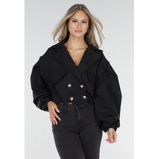 Schwarzer kurzer Trenchcoat