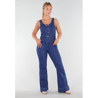 Ärmelloser Denim-Overall mit Schlaghose