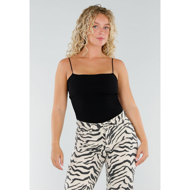 Schwarzes Stretch-Top mit Pads und Spaghetti-Trägern