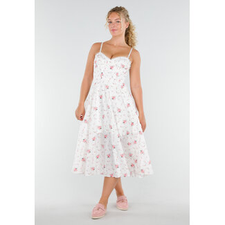 Weißes Rosendruck Korsettkleid