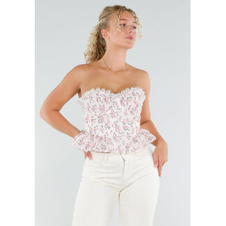 Rosa Korsett-Top mit Blumen