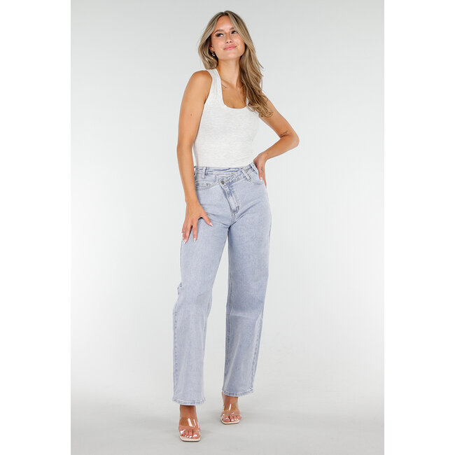 Hellgraues Ripp-Tanktop mit Stretch und breitem Schulterriemen