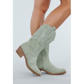 Grüne Cowboystiefel mit Reissverschluss