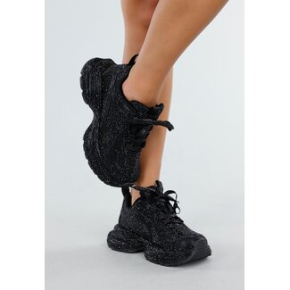 Schwarze Glitter Chunky Sneakers