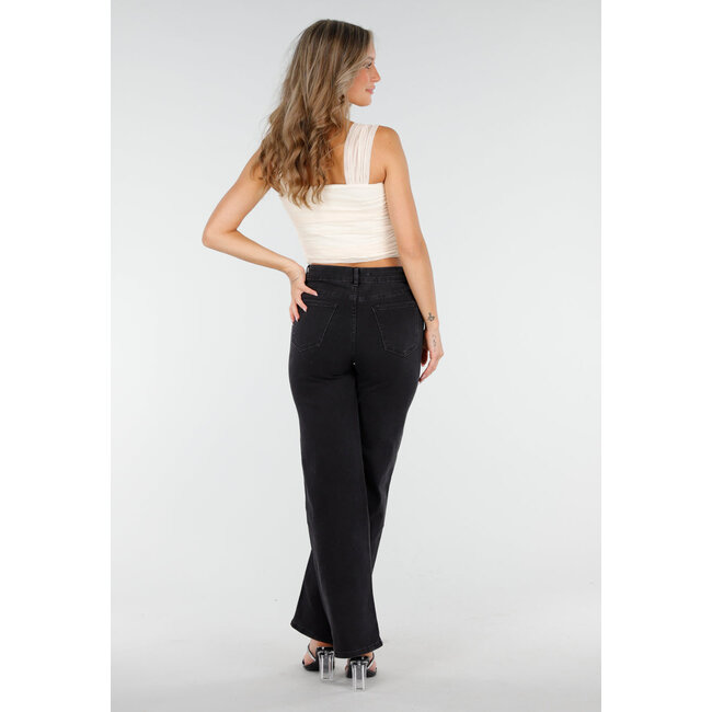 Hellbeiges schulterfreies Mesh-Top mit Stretch- und Drapierungseffekt
