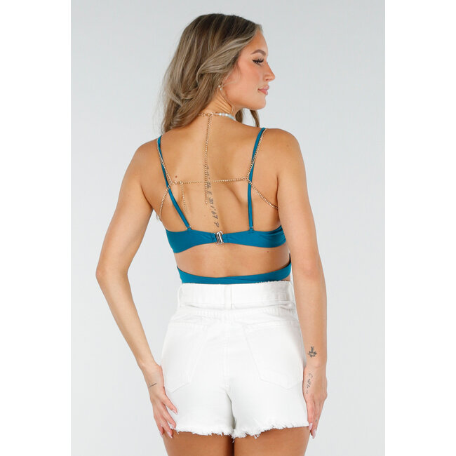 Bodychain mit mintgrünen und türkisfarbenen Perlen