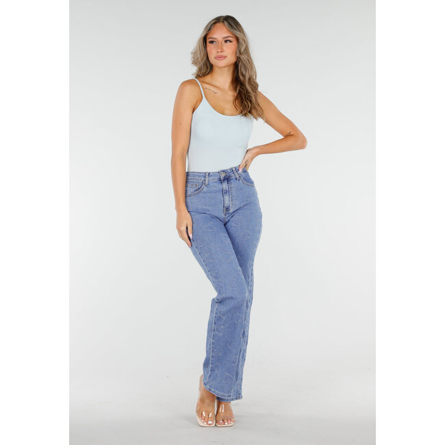 Hellblauer Bodysuit mit Spaghetti-Trägern und Pads