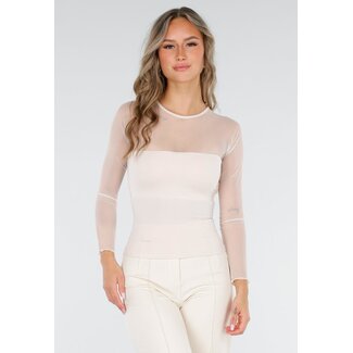 Beige Mesh Top mit Pads