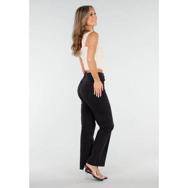 Schwarze Sandalen mit Glitzerriemen und transparentem Absatz