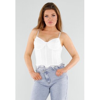 Weißes Bustier-Top mit Spitze