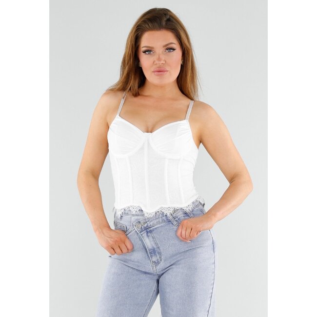 Weißes Spitzen-Bustier-Top mit Schnürung
