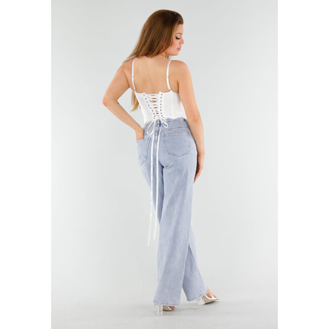 Weißes Spitzen-Bustier-Top mit Schnürung