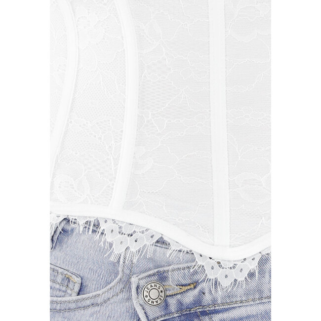 Weißes Spitzen-Bustier-Top mit Schnürung