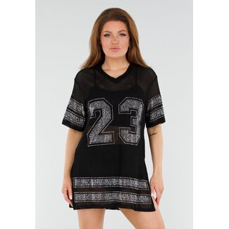 Schwarzes Jersey-T-Shirt-Kleid