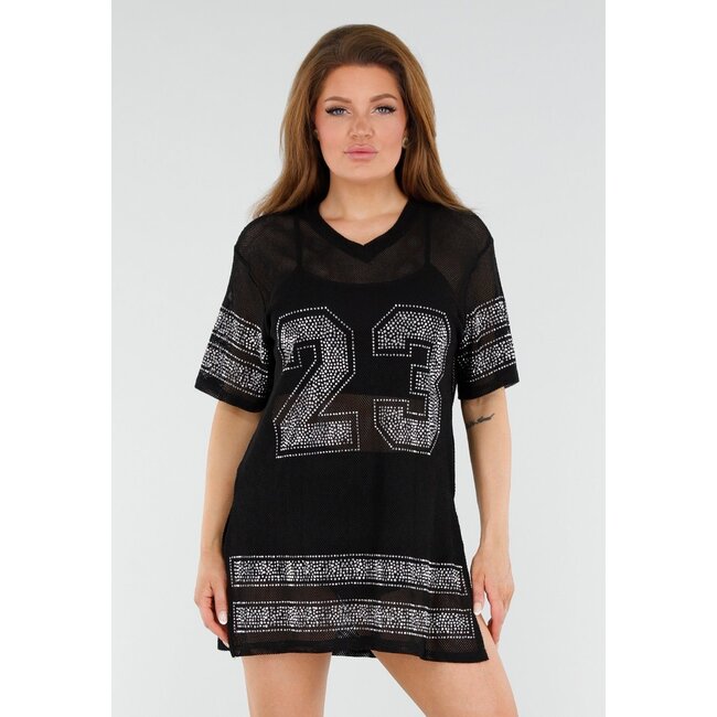 Schwarzes Jersey-T-Shirt-Kleid