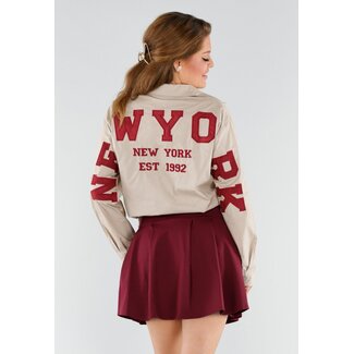 Beige Bluse mit NY