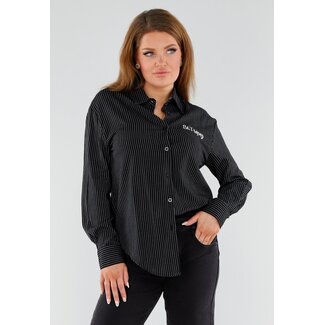 Schwarze Bluse mit Stickerei
