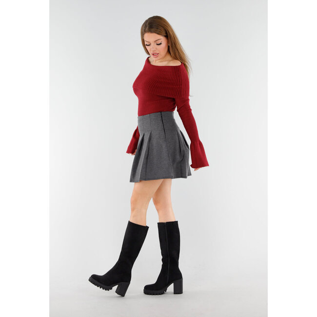 Schwarz Hohe Stiefel mit Blockabsatz und Profilsohle