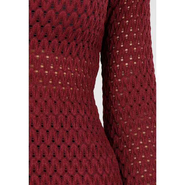 Offenes Stricktop Bordeauxrot mit weiten Ärmeln