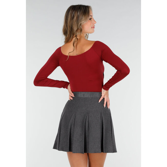 Rotes drapiertes Top mit Revers und Stretch